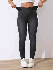 SHEIN Tall Bộ 2 quần jean bó sát co giãn dệt kim dành cho nữ - Rửa trung bình - Xem 10