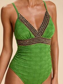 Travachic Women's Green Patchwork Minimalist Camisole Jumpsuit - Multicolor - View 3