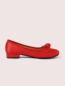 CUCCOO DOLLMOD Sepatu Wanita dengan Gesper Pita, Ujung Persegi, Nyaman, Manis, Satin, Warna Merah Muda Terang, Sepatu untuk Perjalanan Sehari-hari dan Musim Panas - Burgundy - View 4