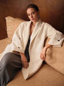 MOTF PREMIUM WOOL BLEND BELTED DOUBLE-FACED OVERCOAT, AUTUMN/WINTER - Apricot - View 2