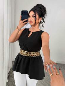 Elenzga Áo không tay thanh lịch cỡ lớn dành cho nữ, đính sequin, hạt cườm và viền hoa vàng, áo kiểu dáng xòe eo, cổ chữ V ôm sát, váy maxi thanh lịch, áo tay ngắn rộng rãi thoải mái cho mùa hè, kỳ nghỉ, công sở, đi làm, hẹn hò, thích hợp cho lễ tốt nghiệp, ngày lễ, Ngày Valentine, lễ hội âm nhạc, Ngày của Mẹ, Halloween, Lễ Tạ ơn, Lễ Phục sinh, Ngày Quốc khánh, khiêu vũ, hẹn hò, tiệc tùng, đám cưới, dã ngoại. - màu đen - Xem 1