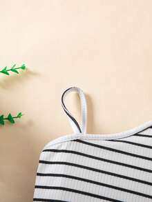 Elladie kids 少女條紋不對稱領口上衣和紙袋腰帶短褲 - 彩色 - 查看 6