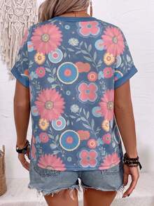 Ladies' Hot Selling Summer Colorful Geometric Pattern Casual T-Shirt - Multicolor - View 2