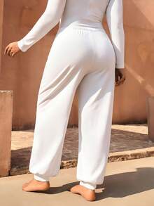 Swim Mulvari Quần ống rộng màu trơn có dây rút dành cho nữ cỡ lớn, kiểu quần Burkini. - trắng - Xem 2