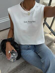 Tseoso Áo tank top nữ 95% cotton họa tiết tối giản Los Angeles màu trắng - Thoáng khí, phong cách đường phố Y2K cổ điển, hoàn hảo cho các buổi hẹn hò, lễ hội miền Tây, trang phục thường ngày mùa xuân & hè, đi club, tập gym, lễ hội âm nhạc và trang phục hàng ngày. - Nhiều màu - Xem 7
