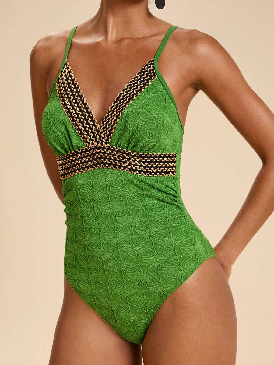 Travachic Women's Green Patchwork Minimalist Camisole Jumpsuit - Multicolor - View 1