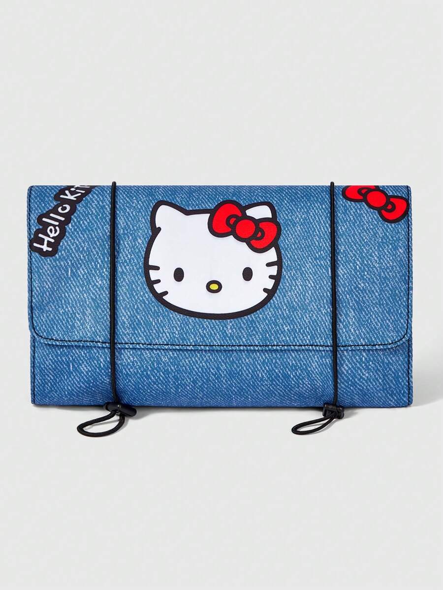 HELLO KITTY AND FRIENDS | SHEIN 可愛波點捲軸式化妝包,女性便攜旅行化妝收納袋 - 藍色 - 查看 1