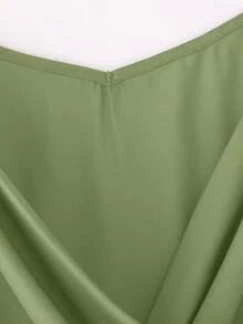 SHEIN Tall CURVE 大码纯色简约休闲吊带背心 - 綠色 - 查看 3