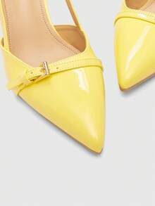 CUCCOO BIZCHIC Women's Classic Burgundy Pointed Toe Mid-Heel Slip-On Pumps, Versatile For Commute, Date, Party, Holiday, Wedding For Christmas Spring Shoes - Yellow - View 5
