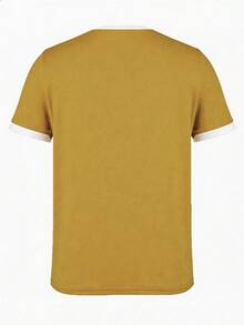 EMERY ROSE Women's Summer White And Yellow Round Neck Short Sleeve Casual T-Shirt Graphic Tees Women Tops Travel - Yellow - View 3