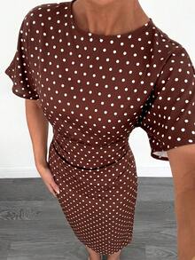 Siren Gaze Đầm hè màu trơn chất liệu vải lanh pha dành cho nữ - màu nâu - Xem 5