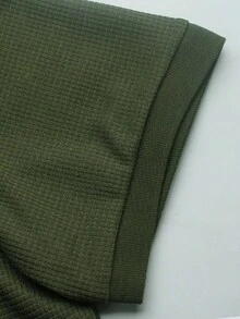 Manfinity Homme Conjunto de camisa polo y pantalones cortos de unicolor para hombre, casual y minimalista para uso diario - Verde militar - Ver 7