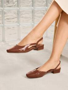 MOTF WOMEN'S SHOES NEW FRENCH RETRO BROWN SIDE SPACE SPLICING CLOSED TOE SQUARE HEEL FASHION TEMPERAMENT CELEBRITY SHOES COMFORTABLE AND NOT TIRED FEET VERSATILE AGE REDUCTION ELEGANT STYLE WOMEN'S SHOES - dark brown - View 8