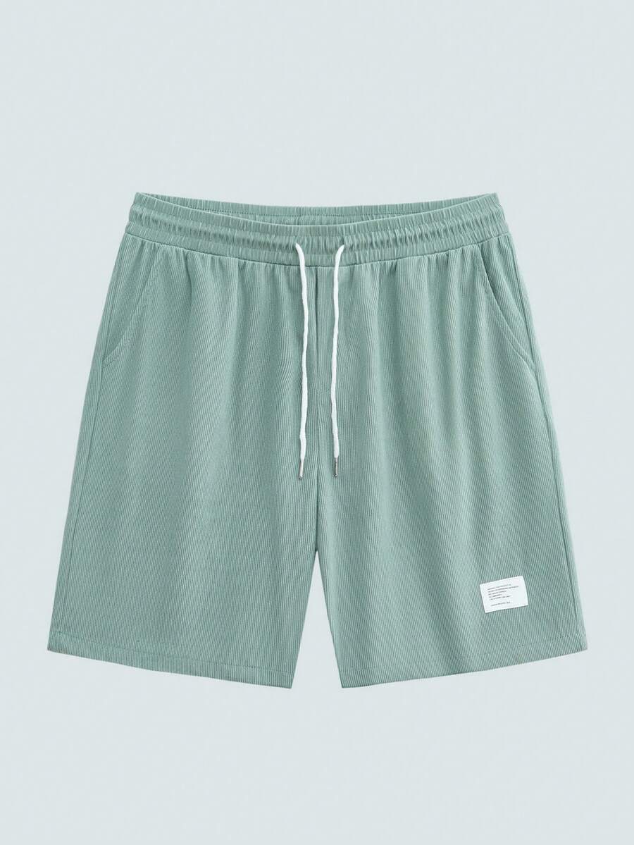 Modcrash Quần short đi biển nam bằng vải nhung kẻ, kiểu dáng thường ngày, dài đến đầu gối. - Màu xanh Bạc hà - Xem 1