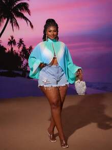 Maweii 夏季扎染印花雪纺蝙蝠袖上衣 - 彩色 - 查看 5