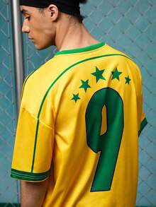 EVRINFINITE Brazil Color Soccer/Football Team Style Printed Street Style Summer Tops, Men Short Sleeve Crew Neck Jersey - Multicolor - View 6