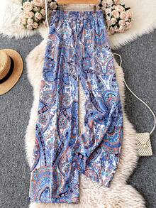 SHEIN Quần dài in họa tiết cỡ lớn kiểu dáng thường ngày - Nhiều màu - Xem 2
