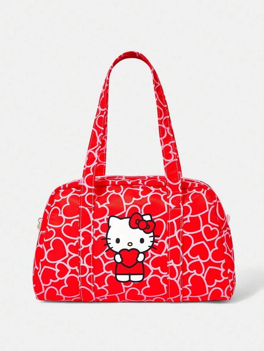 HELLO KITTY AND FRIENDS | SHEIN 红色爱心可爱时尚便携大容量女士手提包 - 紅色C - 查看 1