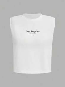 Tseoso Áo tank top nữ 95% cotton họa tiết tối giản Los Angeles màu trắng - Thoáng khí, phong cách đường phố Y2K cổ điển, hoàn hảo cho các buổi hẹn hò, lễ hội miền Tây, trang phục thường ngày mùa xuân & hè, đi club, tập gym, lễ hội âm nhạc và trang phục hàng ngày. - Nhiều màu - Xem 9