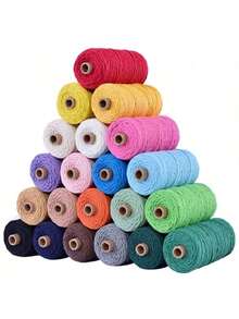 Tali Katun 100% 3mm, Warna-warni, Set Tali Bantal Pilinan Tangan untuk Dekorasi Rumah DIY, Barang Dekorasi Pernikahan, Kemasan Film, 100m - warna-warni - View 2