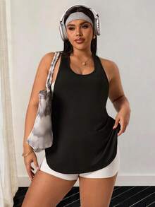 EMERY ROSE CURVE Áo tank top thể thao nữ in chữ, kiểu dáng thường ngày, thích hợp cho tập luyện. - màu đen - Xem 4