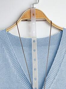 Linhara Chaleco de punto sólido con cuello en V y botones sin mangas regular casual para mujer talla grande, primavera/otoño - Celeste - Ver 5