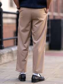 YOUESAWY YOUESAWY 男士休闲纯色直筒西装裤 - 卡其色 - 查看 2