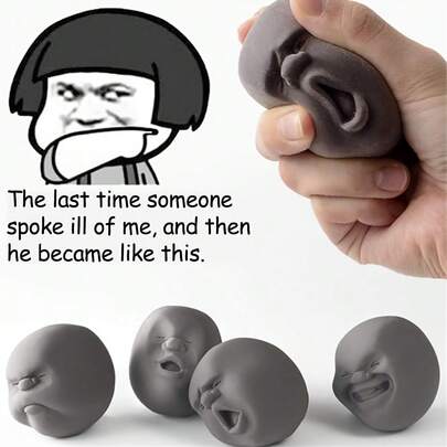 MINKOJA MINKOJA 1pc Fun Face Squeeze Ball, Relax Squeeze Toy, Novelty Toy In Black, Fun Gift, Christmas Toy