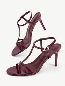 CUCCOO CHICEST Giày nữ mùa hè mới, sandal cao gót mũi tròn cho nữ. - Màu Đỏ Sâu - Xem 6