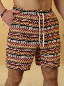 Manfinity Nomadique Quần short nam họa tiết hình học, kiểu dáng thường ngày. - Nhiều màu - Xem 5