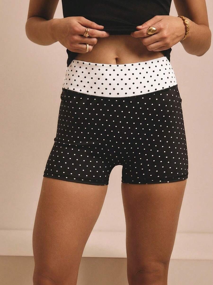 Aralina Leisurwear High Waisted Workout Activewear Women Biker Short - Black and White - View 1