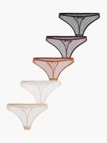 Bisouelle 5 Cái/gói Quần Lót Đùi Lưới Nữ Gợi Cảm - Nhiều màu - Xem 1