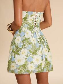 SHEIN BAE Đầm ngắn cúp ngực ren hoa màu xanh lá cây, đầm ren, đầm hẹn hò, đầm đi nghỉ mát, đầm mùa hè, thích hợp cho kỳ nghỉ hè ở bãi biển, đầm ren cho lễ hội âm nhạc bãi biển, đầm phong cách Bohemian. - màu xanh lá - Xem 7