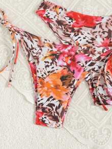 Swim Vcay Bộ bikini 3 mảnh màu trơn dành cho nữ mùa hè 2025: Áo buộc dây sau lưng cổ yếm + Áo tam giác thắt nút + Quần tam giác. - Nhiều màu - Xem 5