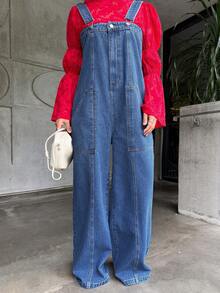 Joudiya Pantalones peto vaqueros desgastados y sueltos informales, y mono para mujer, para primavera y verano - Azul - Ver 3