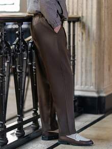 YOUESAWY YOUESAWY Celana Jas Pria Kasual Serbaguna Warna Polos, Celana Longgar - Mocha Brown - View 4