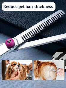 宠物修毛剪刀套装，适用于犬猫 - 包含修毛剪刀、弯剪和梳子的完整修毛套装 - 刀片经冷处理，更耐用，适合专业使用 - 彩色 - 查看 9