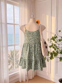 Comfortcana Váy ngắn hai dây màu đỏ dành cho nữ cỡ lớn - màu xanh lá - Xem 2
