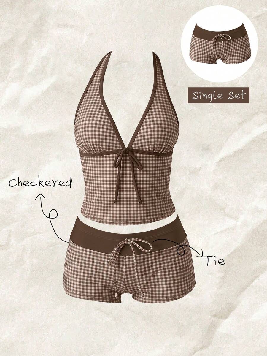 Elavelle Women's High Waist Bowknot Printed Bikini Bottom, Spring/Summer - Multicolor - View 1