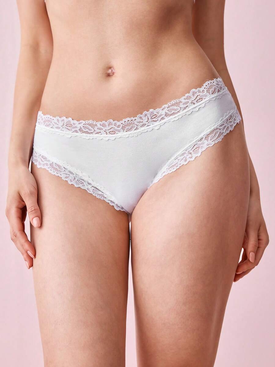 Bonmuse 5 件装对比色蕾丝内裤套装 - 彩色 - 查看 1