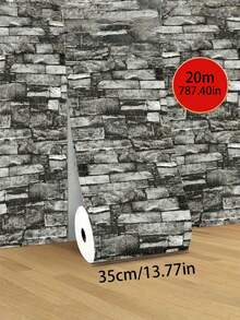 1 Roll Ceramic Tile Wallpaper - Easy To Paste And Peel, Freely Cuttable - Suitable For Kitchen, Living Room, Bathroom, Hallway Decoration, Fashionable Home Decor Wall Decor Room Decor Stickers Wall Paper Wall Stickers Wall Sticker - Brick black - View 2