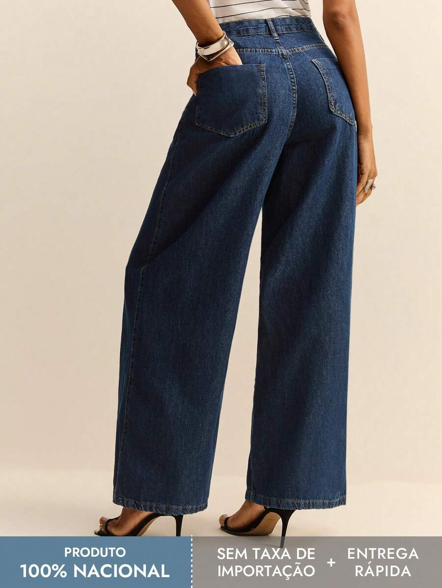 Daynim High Waist Wide Leg Jeans - Dark Wash - View 1
