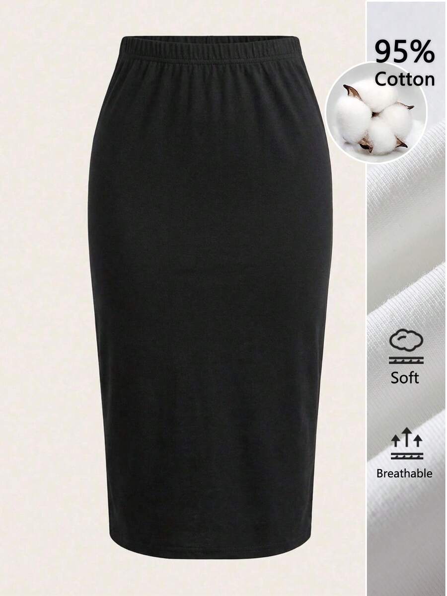 SHEIN LUNE Bộ váy bút chì cotton đen nữ kiểu dáng thường ngày, váy mùa hè, trang phục công sở, đi học, dành cho giáo viên, văn phòng, mùa hè, đi học trở lại, sân bay, đi chơi, phong cách retro thập niên 2000, phong cách bohemian, bộ 2 mảnh sân bay, váy kẻ sọc, bộ váy 2 mảnh nữ, váy nữ, váy đen, váy nữ, thường ngày - màu đen - Xem 1