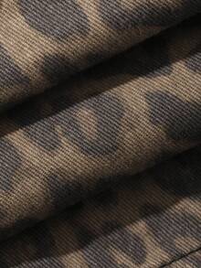 Livesso 女士宽松豹纹牛仔短裤，夏季 - 棕色 - 查看 8