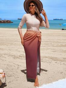 SHEIN Swim Mulvari Women's Beach Vacation Casual Burkini Set - Multicolor - View 4