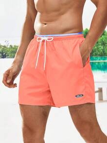 Solantero Quần short đi biển in họa tiết ván trượt cho nam, đồ bơi mùa hè, phong cách Hawaii - Màu Hồng  San hô - Xem 3