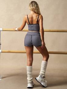 VARSIVA Women's Plaid Sleeveless Crop Top And Shorts Sports Suit, Summer - Black and White - View 6