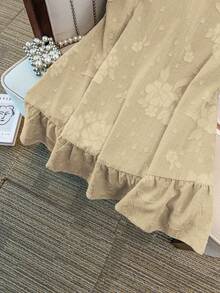 GlowEve CURVE Plus Size V-Neck Elegant Sophisticated Fashionable Romantic Vacation & Date Flattering Versatile Dress - Khaki - View 6