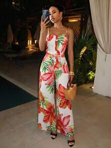 Slaydiva Bộ áo liền quần in hoa dành cho nữ, kiểu dáng đi nghỉ mát. - Nhiều màu - Xem 9