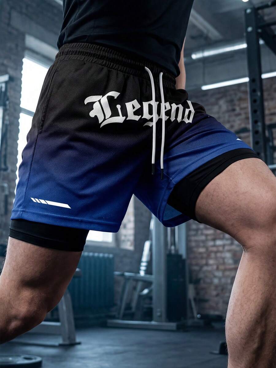 GymBeat Quần short nam in họa tiết toàn thân, kiểu dáng 2 trong 1. - Nhiều màu - Xem 1